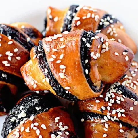 A pile of rugelach on a plate