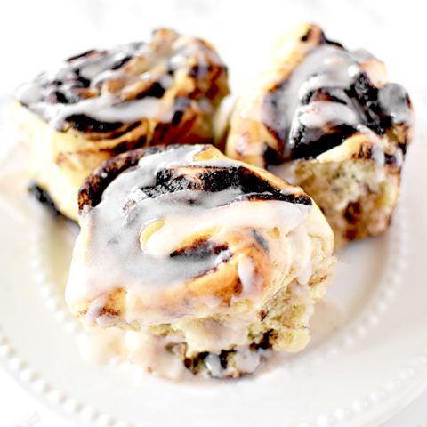 chocolate rolls on a white plate