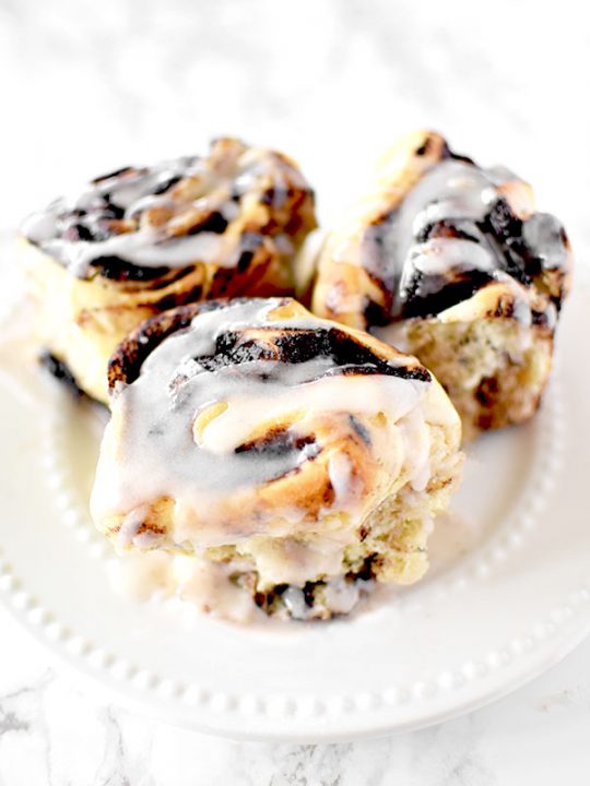 chocolate rolls on a white plate