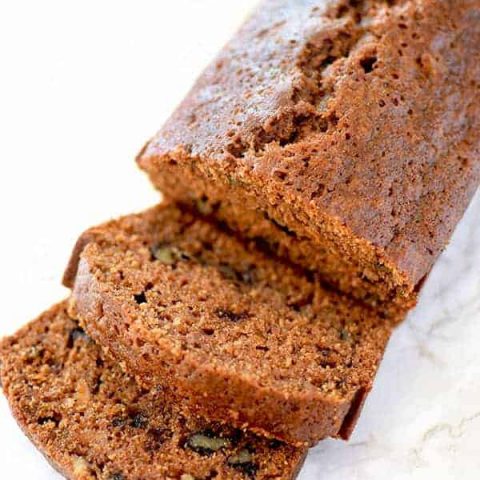 cut sweet potato bread with walnuts