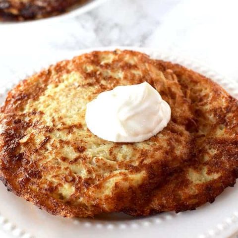 Latkes with a dollop of sour cream