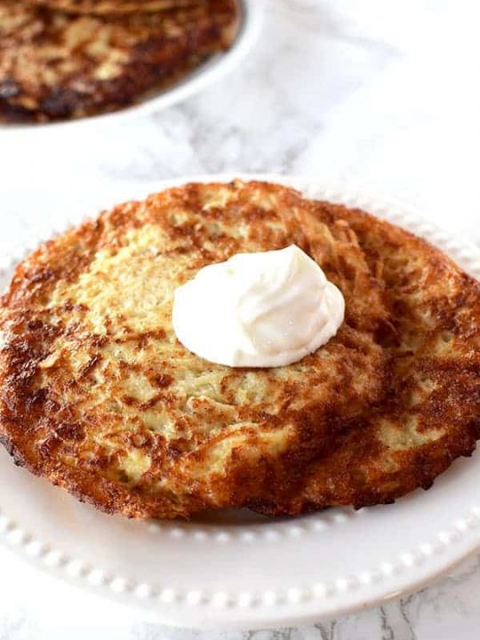Latkes with a dollop of sour cream