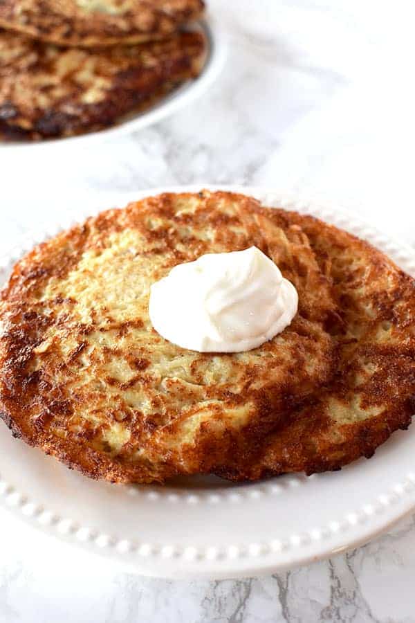 Latkes with a dollop of sour cream