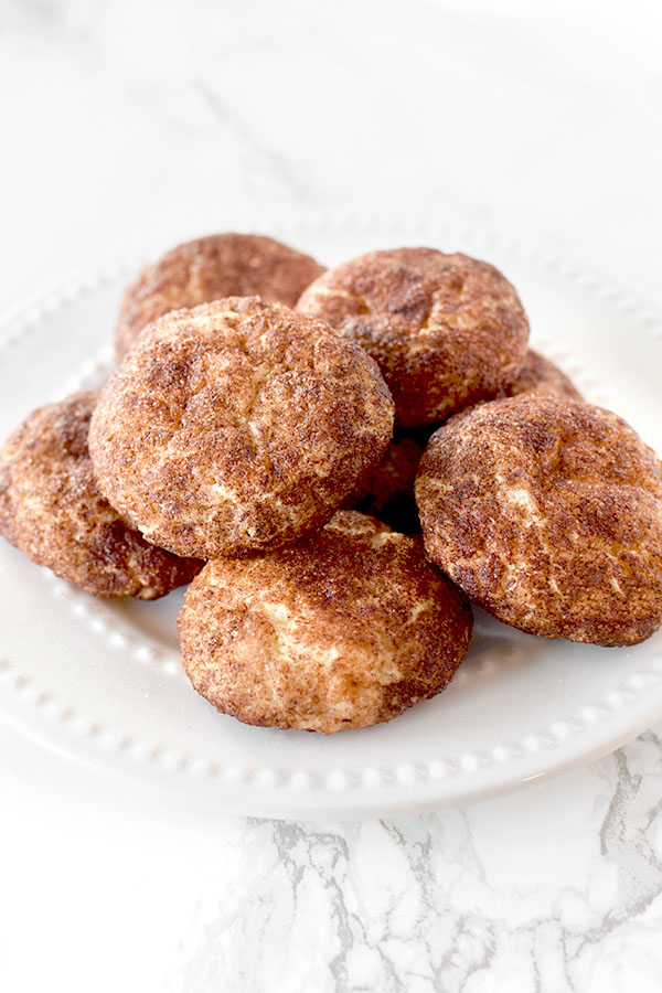 snickerdoodles piled on a plate