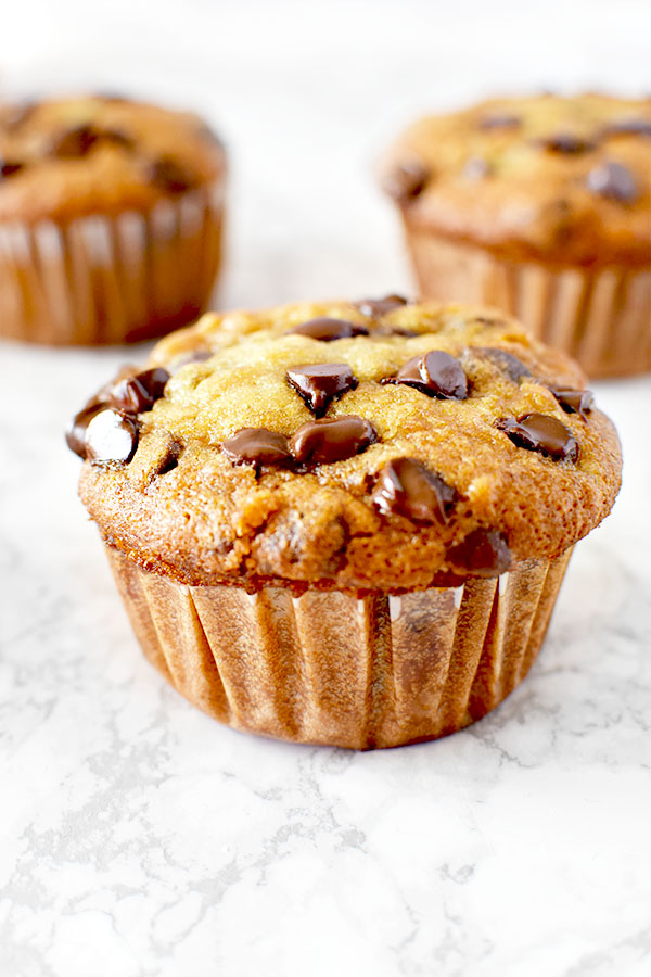 Moist Banana Chocolate Chip Muffins - The Taste of Kosher