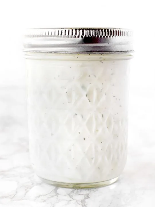 Dairy free ranch dressing in a mason jar