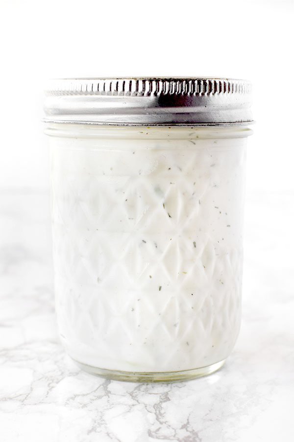 Dairy free ranch dressing in a mason jar