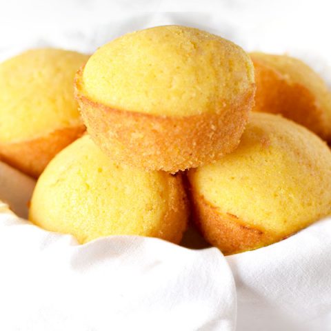 Southern cornbread muffins stacked in a bowl