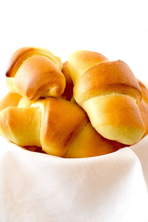Crescent dinner rolls in a bowl