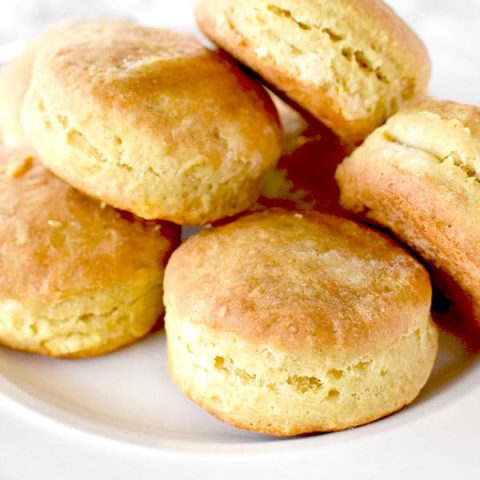 Dairy free biscuits made with oil piled on a plate