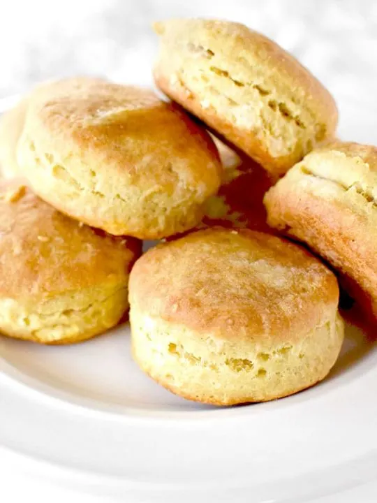 Dairy free biscuits made with oil piled on a plate