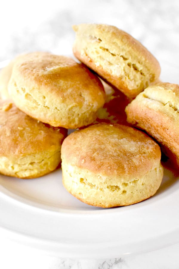 Dairy free biscuits made with oil piled on a plate