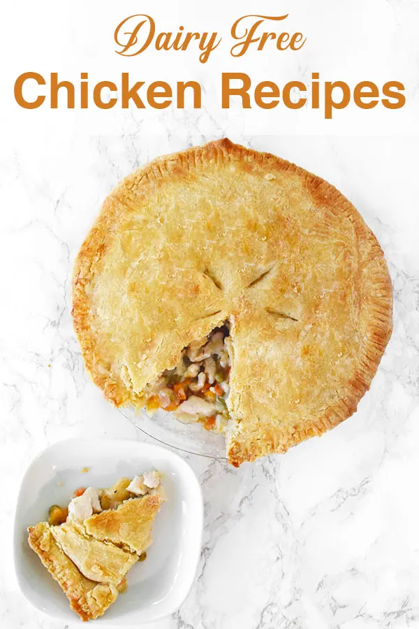 chicken pot pie on a white marble counter