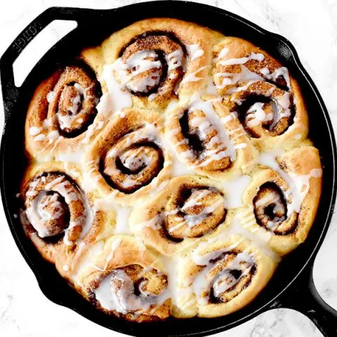 Cinnamon Rolls in a Cast Iron Skillet