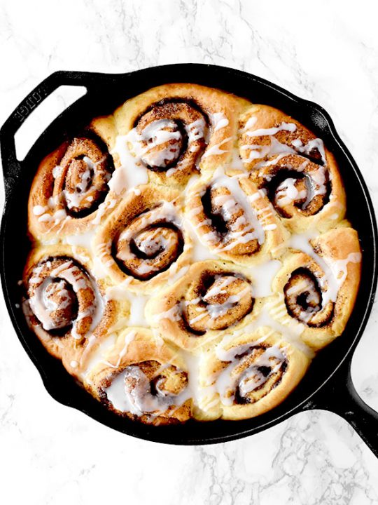 Cinnamon Rolls in a Cast Iron Skillet