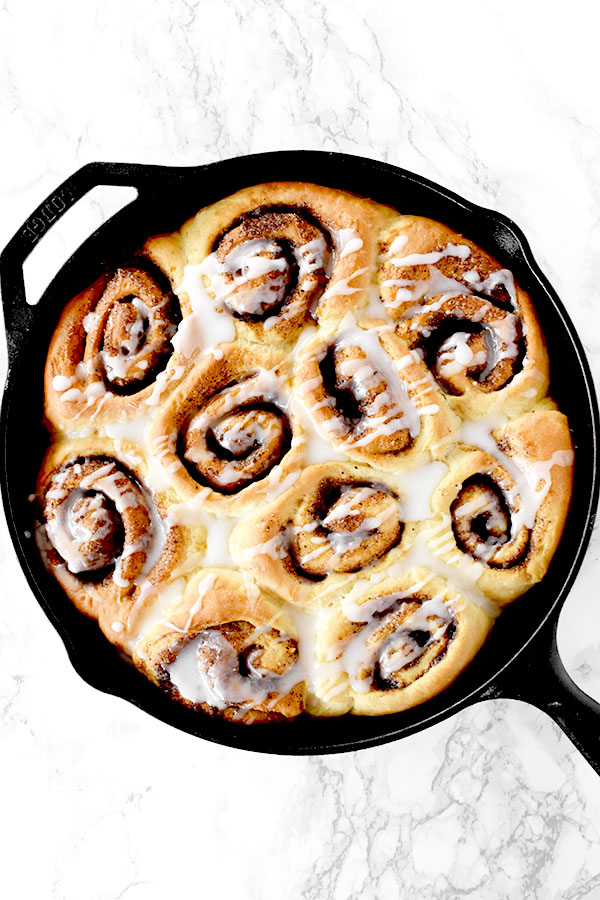 Cinnamon Rolls in a Cast Iron Skillet