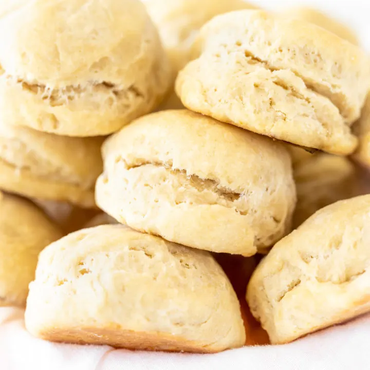 Dairy free biscuits piled up in a bowl