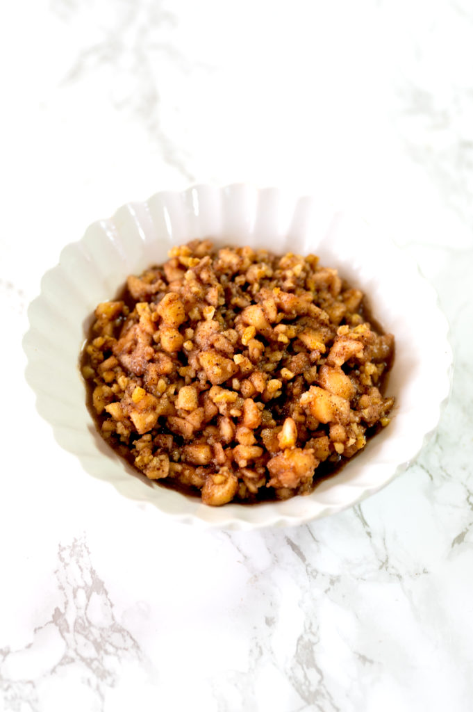 Charoset in a white bowl