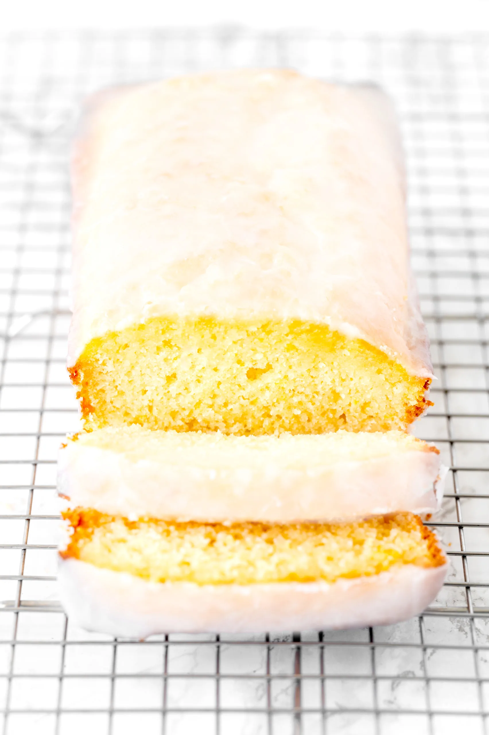 lemon cake on a cooling rack