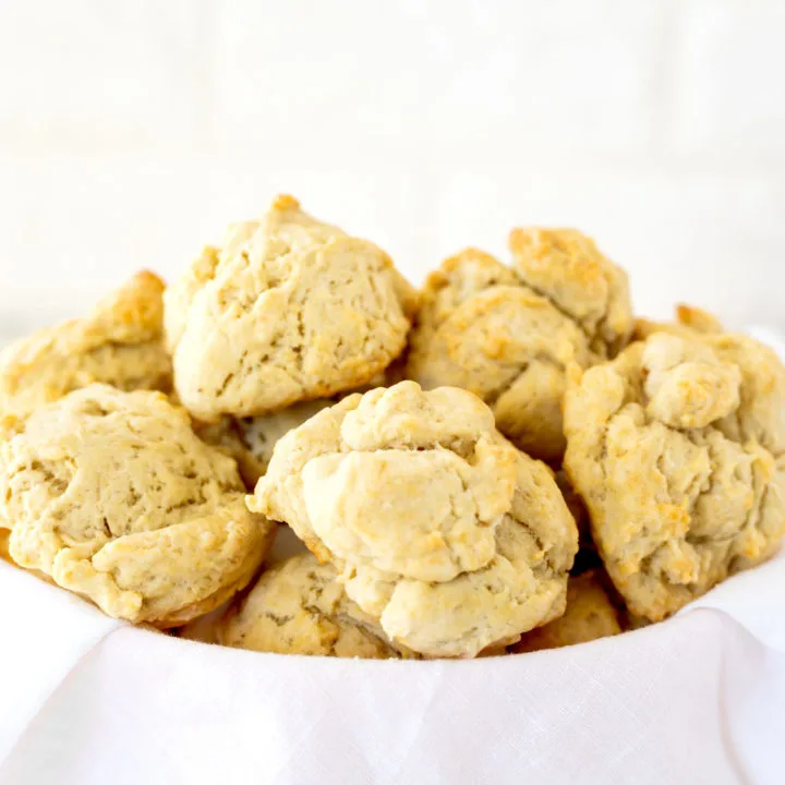 drop biscuits in a bowl with a white napkin
